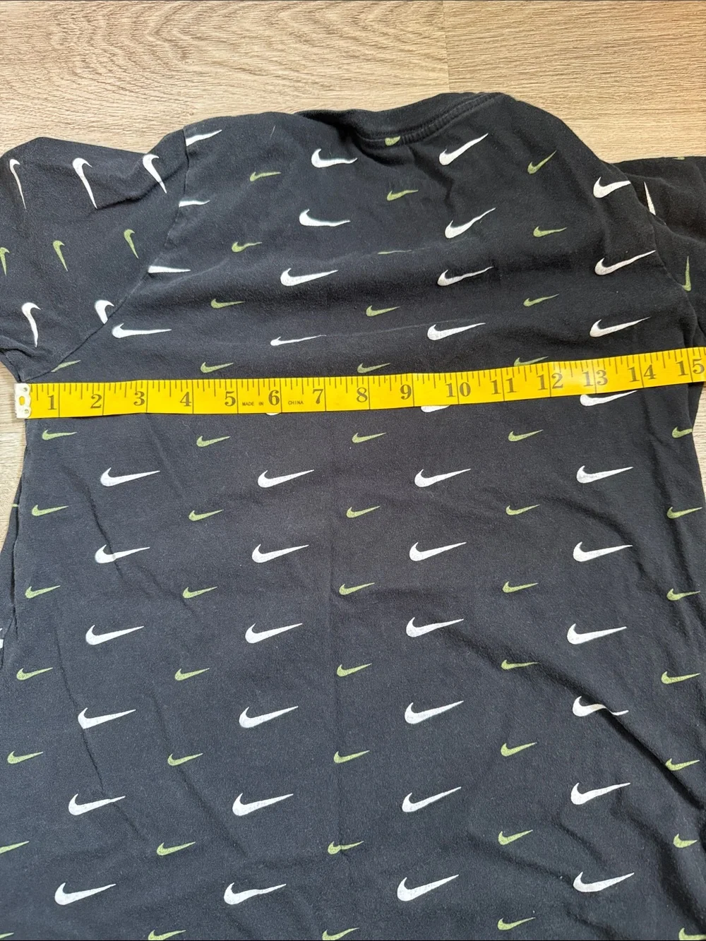 Nike Black Tee with White & Neon Green Swooshes